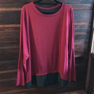 Red shirt with buttons down the back